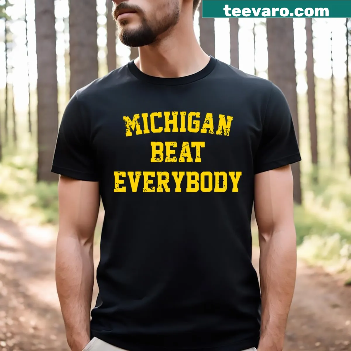 Michigan Beat Everybody T-shirt with bold text design — on a men's t-shirt