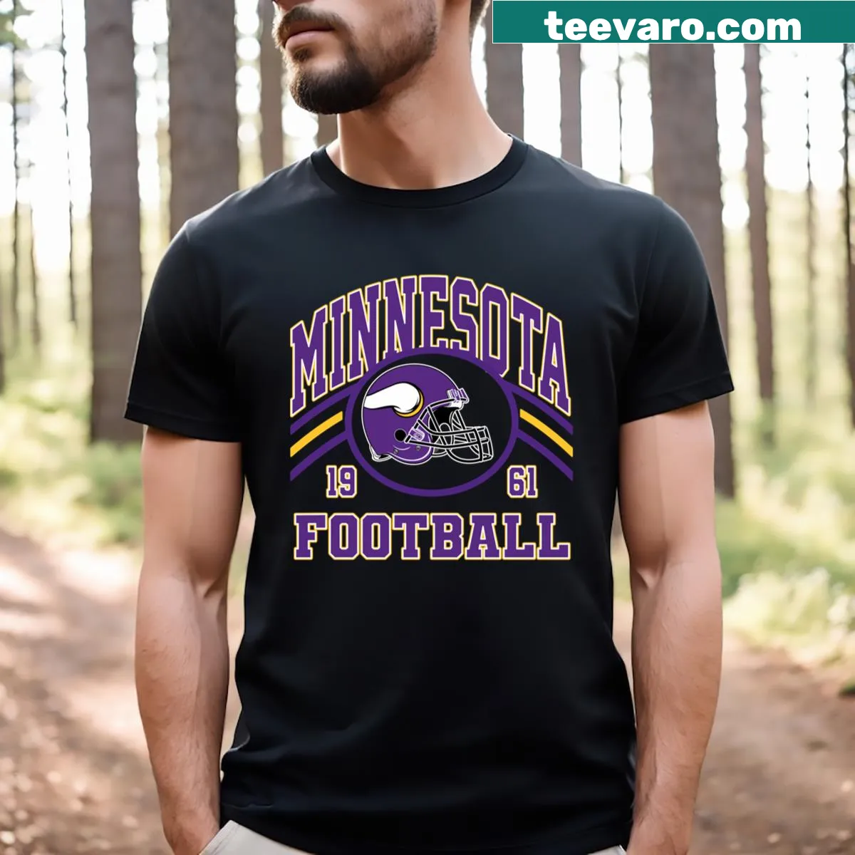Classic Minnesota Vikings t-shirt with team logo — on a men's t-shirt