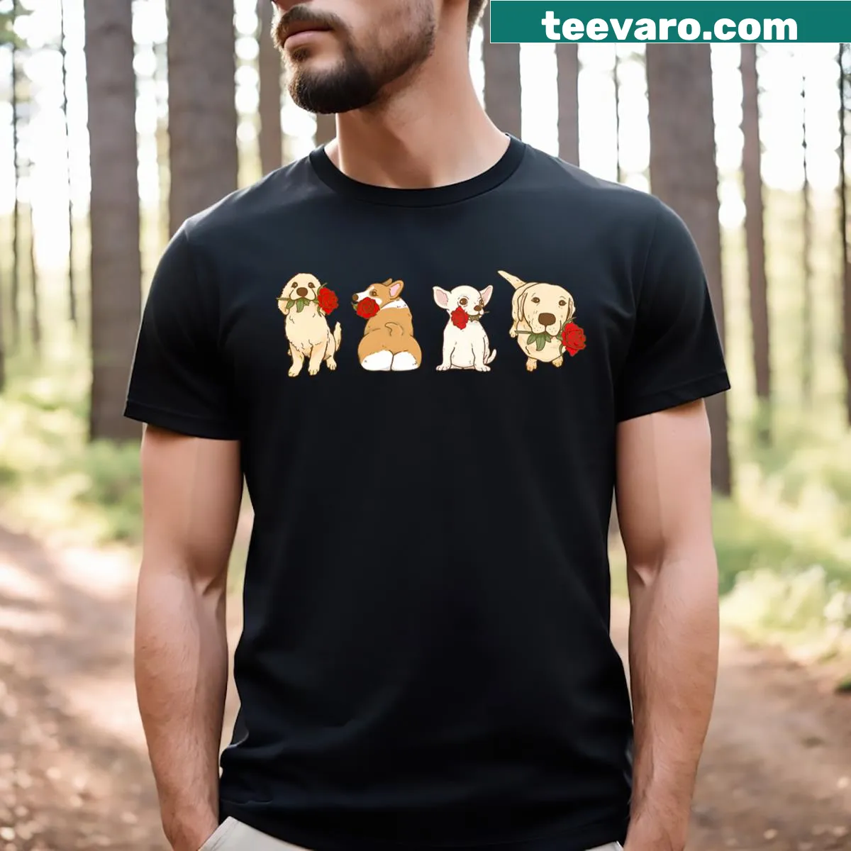 Dog lover t-shirt with 'My Dog Is My Valentine' design — on a men's t-shirt