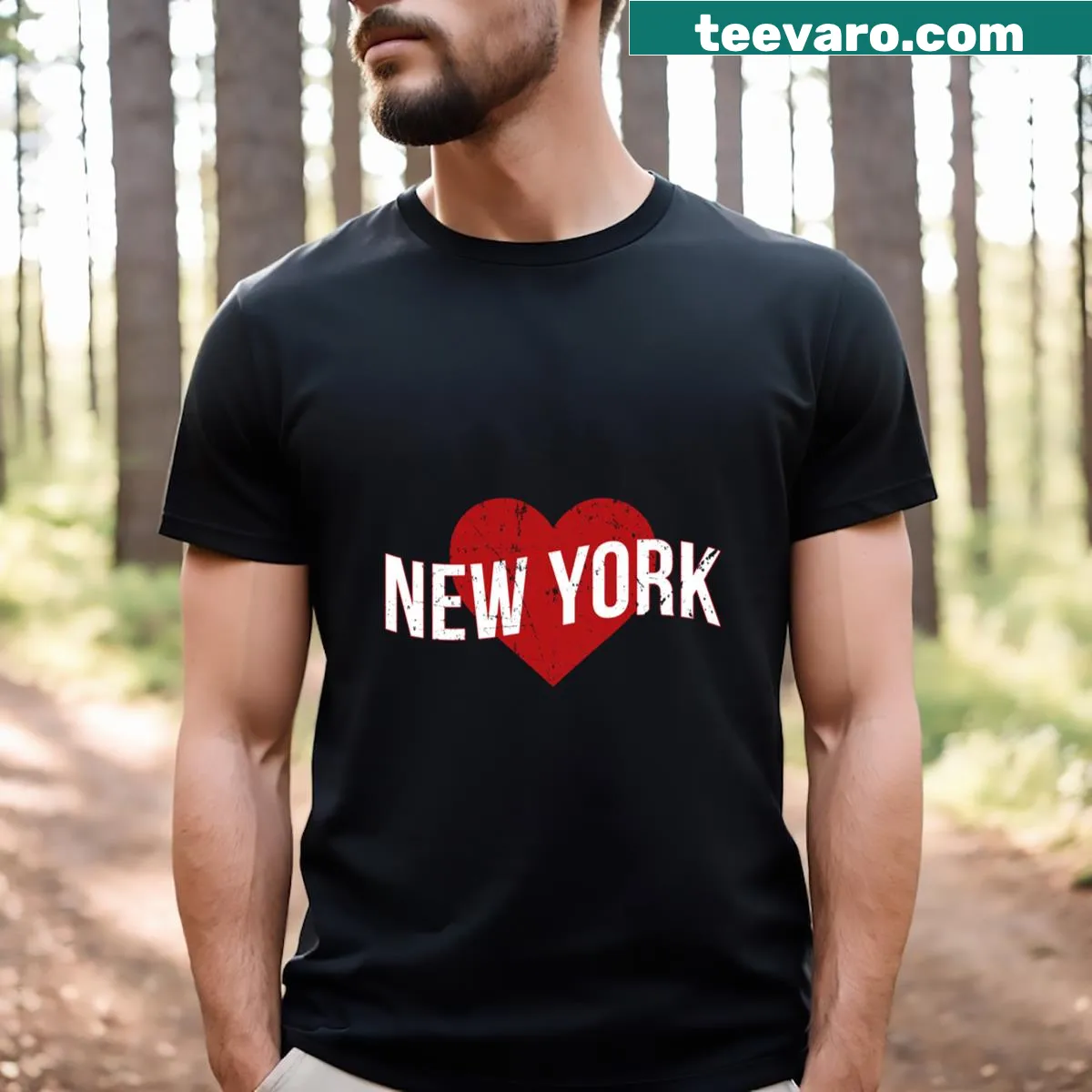 T-shirt expressing love for New York City — on a men's t-shirt