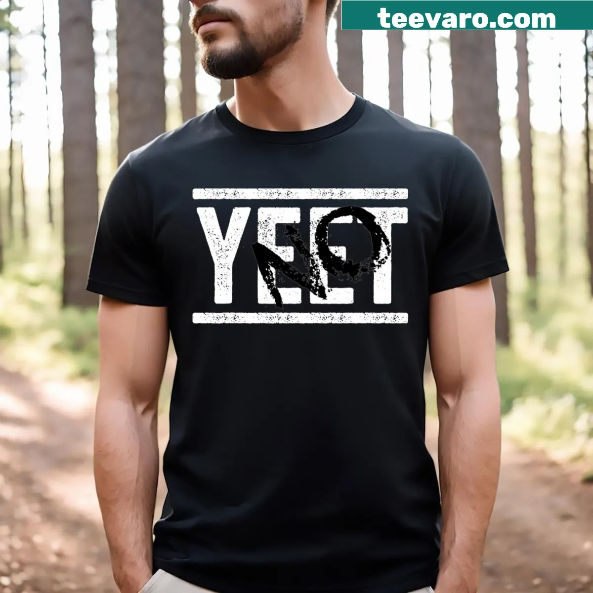 No Yeet t-shirt with humorous typography — on a men's t-shirt