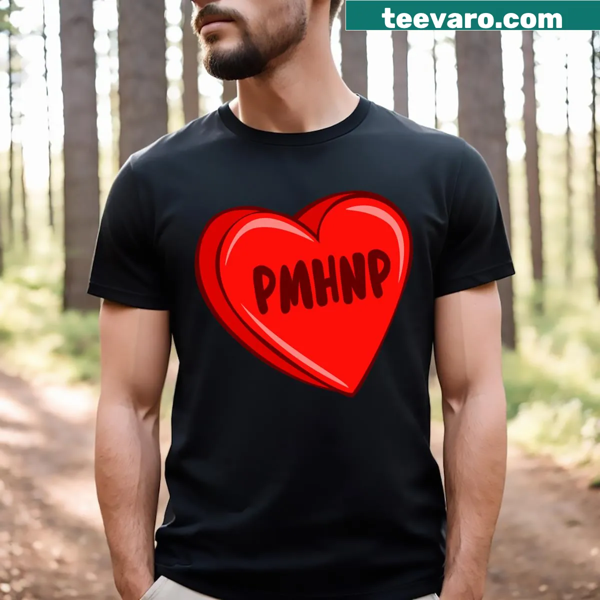 Heartwarming PMHNP Nurse t-shirt for Valentines Day — on a men's t-shirt