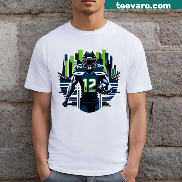 Illustrated Seattle football graphic on T-shirt