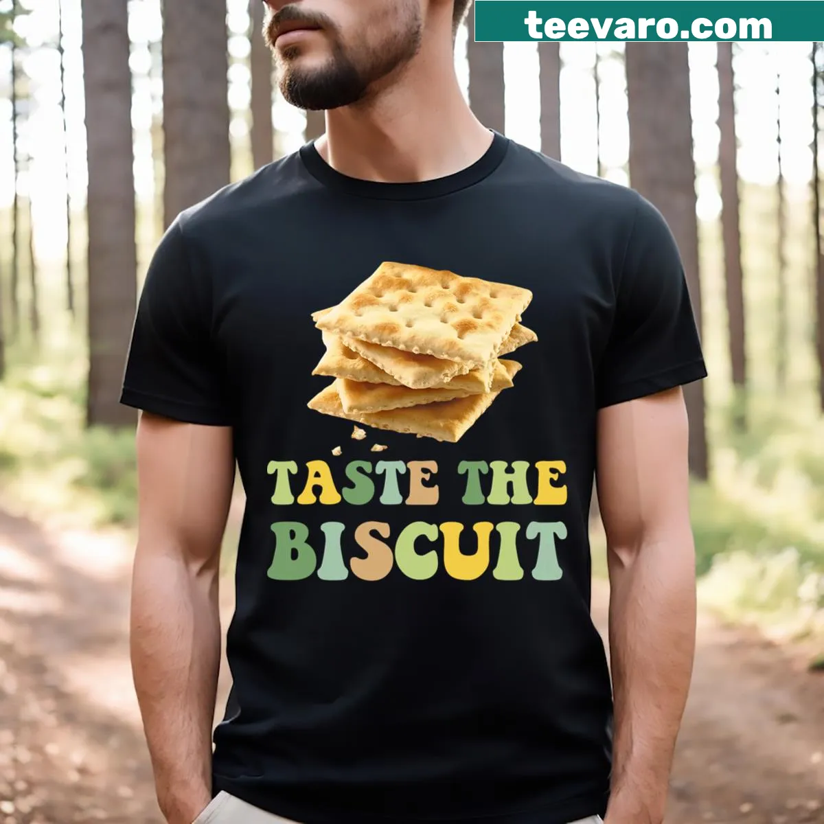 Illustrated biscuit design on a T-shirt for men — on a men's t-shirt