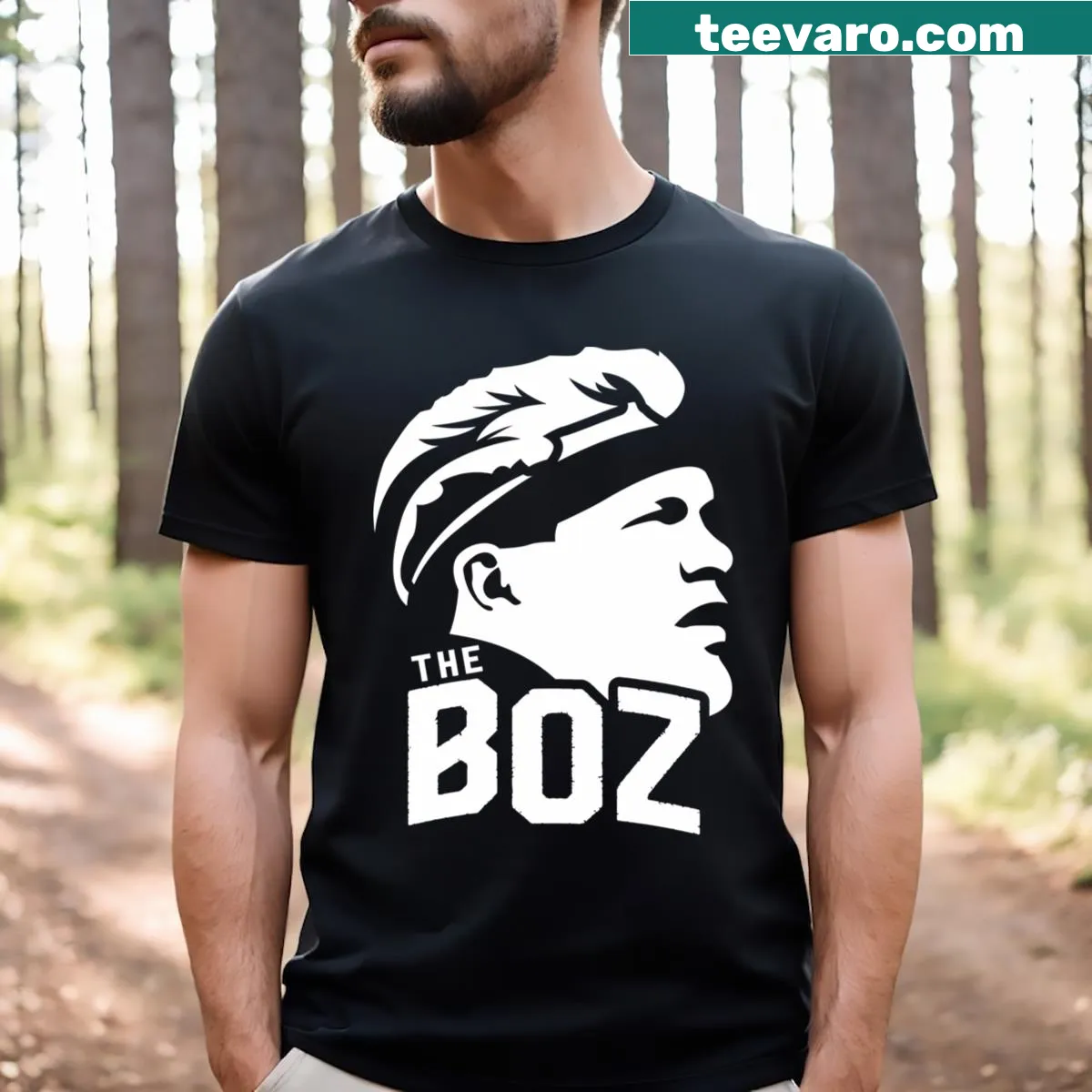 Casual sports-themed t-shirt, The Boz Essential — on a men's t-shirt