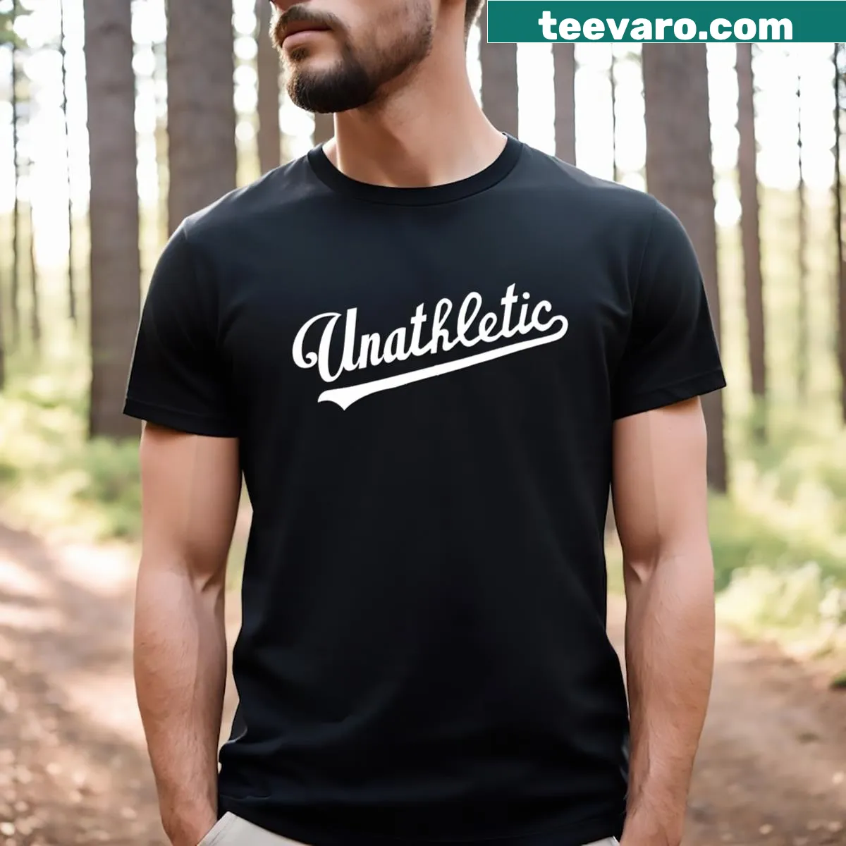 Minimalist T-shirt featuring the phrase 'Unathletic Essential' in a clean design. — on a men's t-shirt