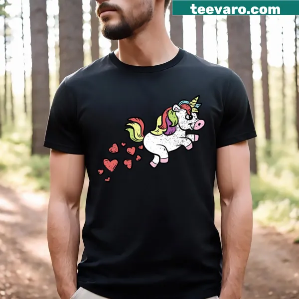 Cute T-shirt with a unicorn fart heart design