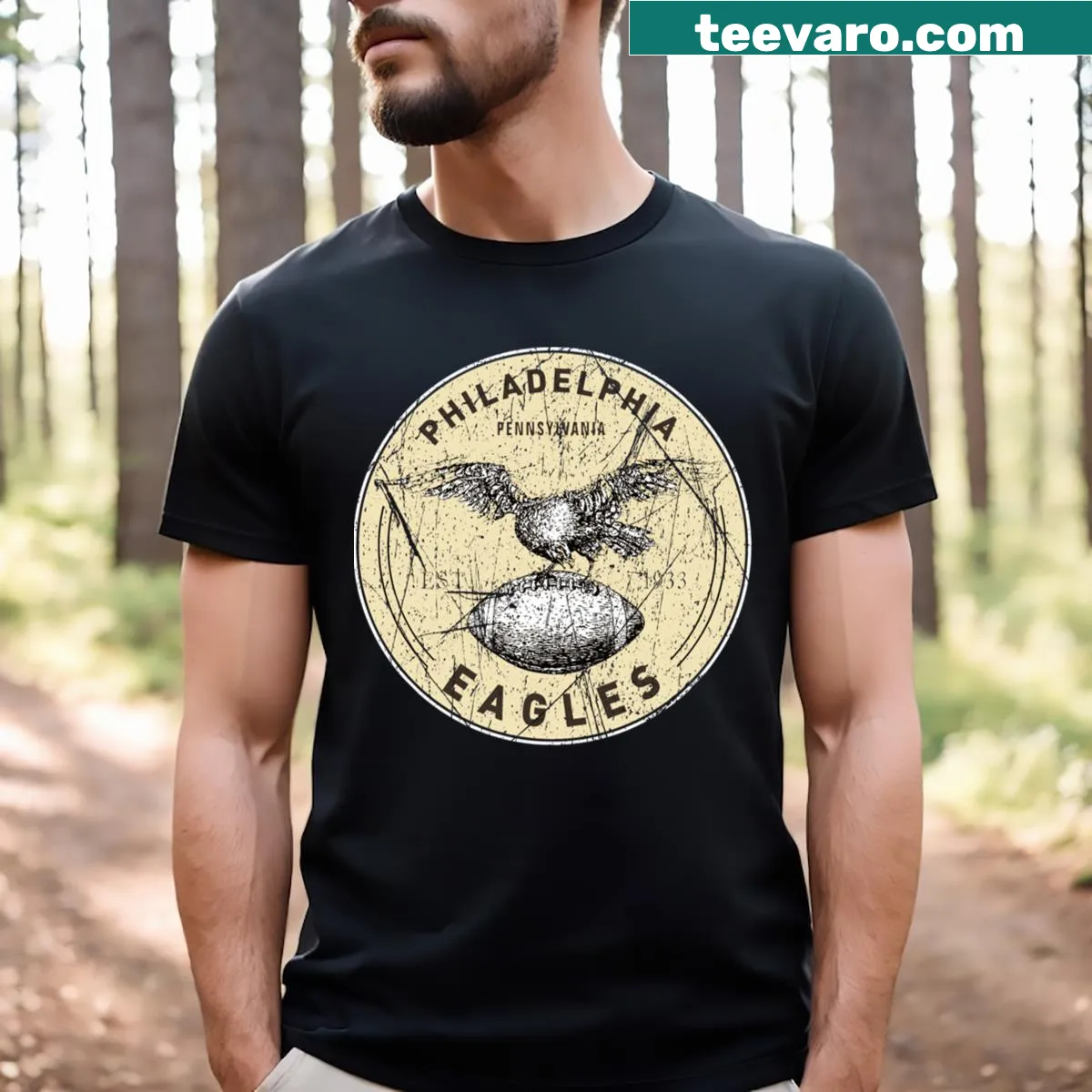 Vintage T-shirt with Philadelphia Eagles graphic — on a men's t-shirt