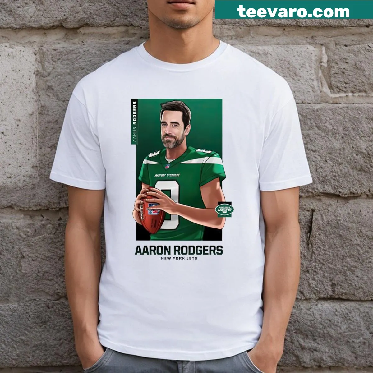 Dynamic typography T-shirt featuring Aaron Rodgers — on a men's t-shirt