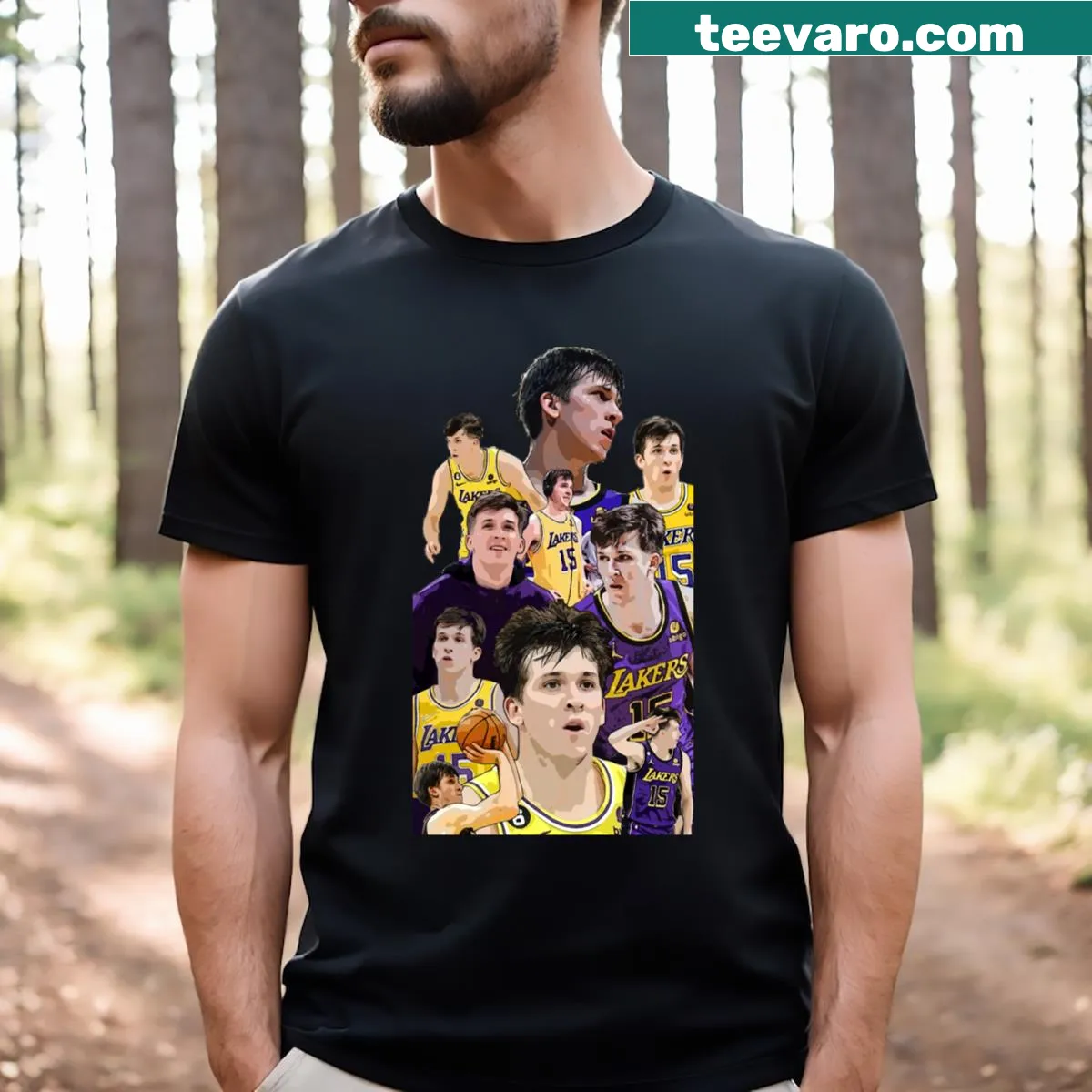 Austin Reaves Basketball t-shirt featuring vector art design — on a men's t-shirt