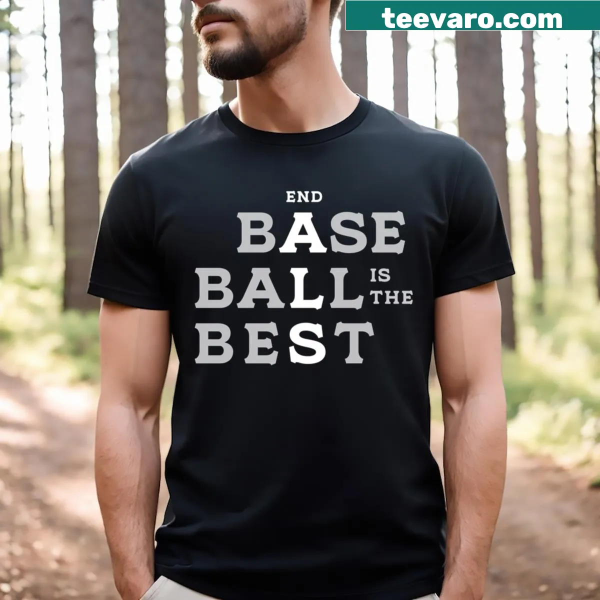 Text-based design stating 'Baseball Is The Best' on a T-shirt — on a men's t-shirt