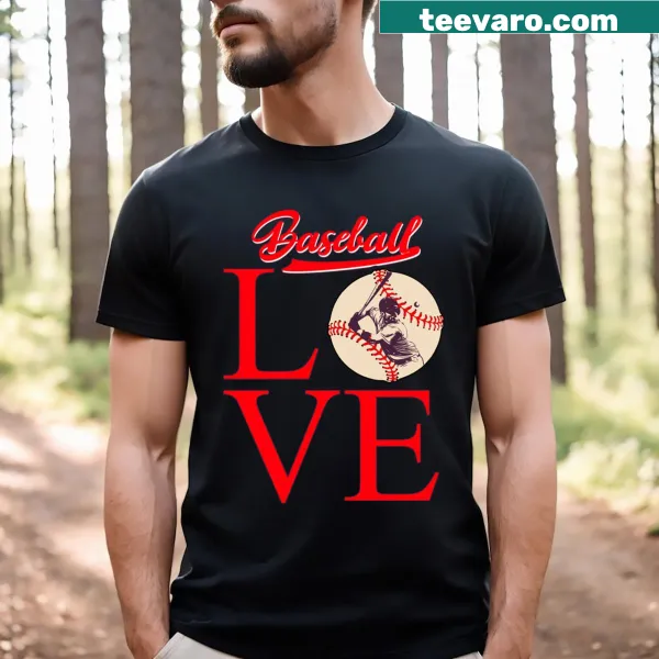 T-shirt with the phrase 'Baseball Love' in a charming font.