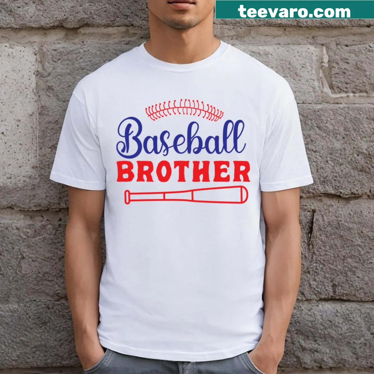 Sentimental t-shirt with a quote celebrating baseball and brotherhood. — on a men's t-shirt
