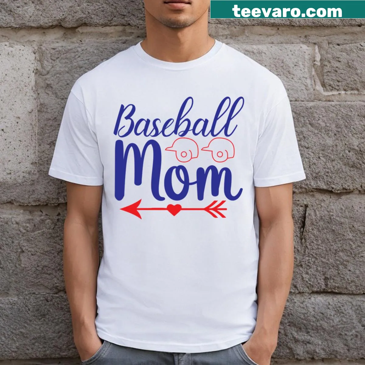 T-shirt for baseball moms featuring the quote 'Baseball Mom' — on a men's t-shirt