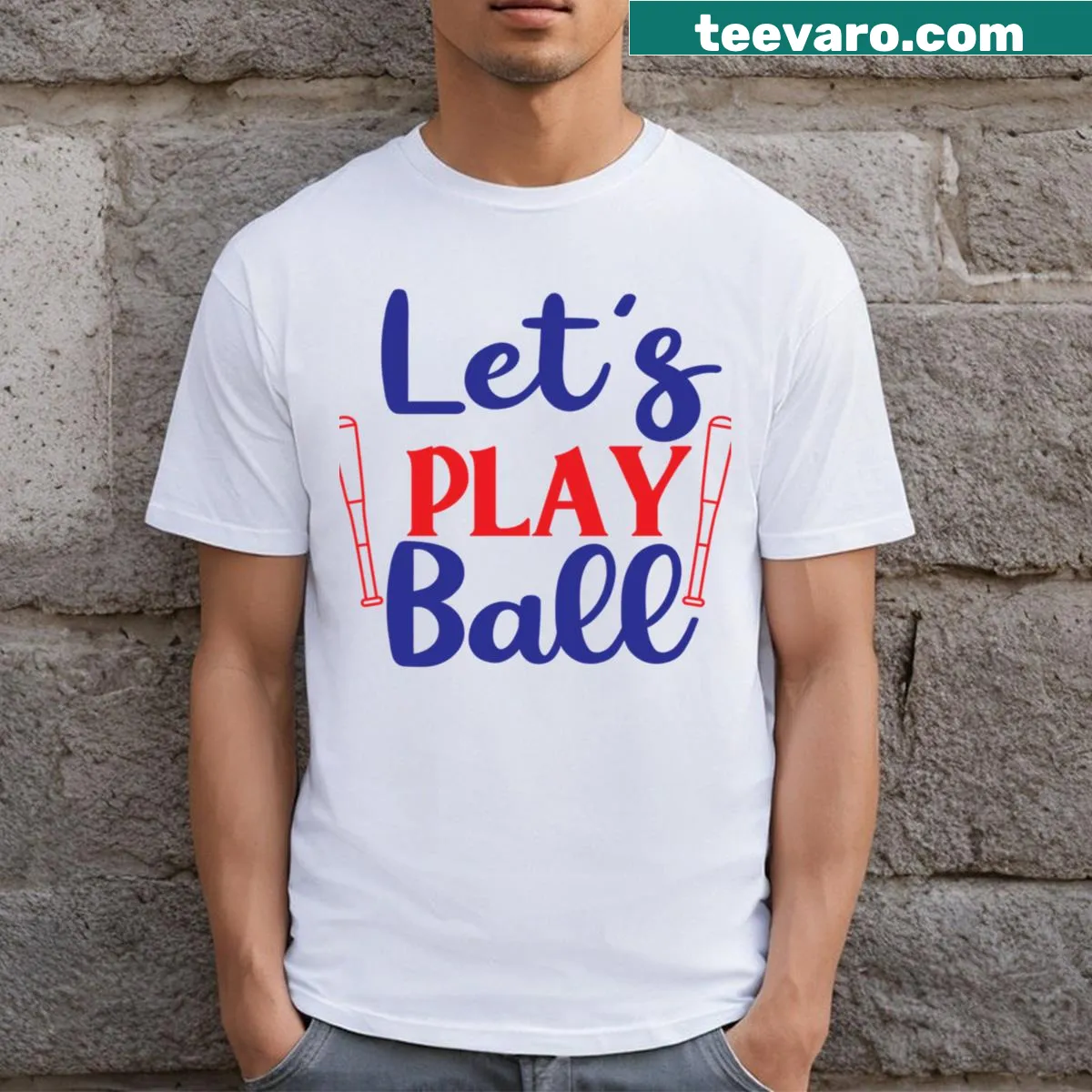 T-shirt for baseball moms with 'Livin That Baseball Mom Life' quote — on a men's t-shirt