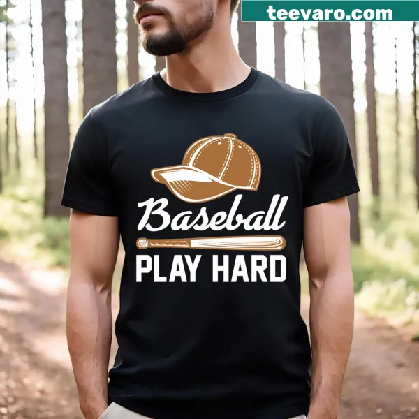 Silhouette of a baseball player in motion on a T-shirt