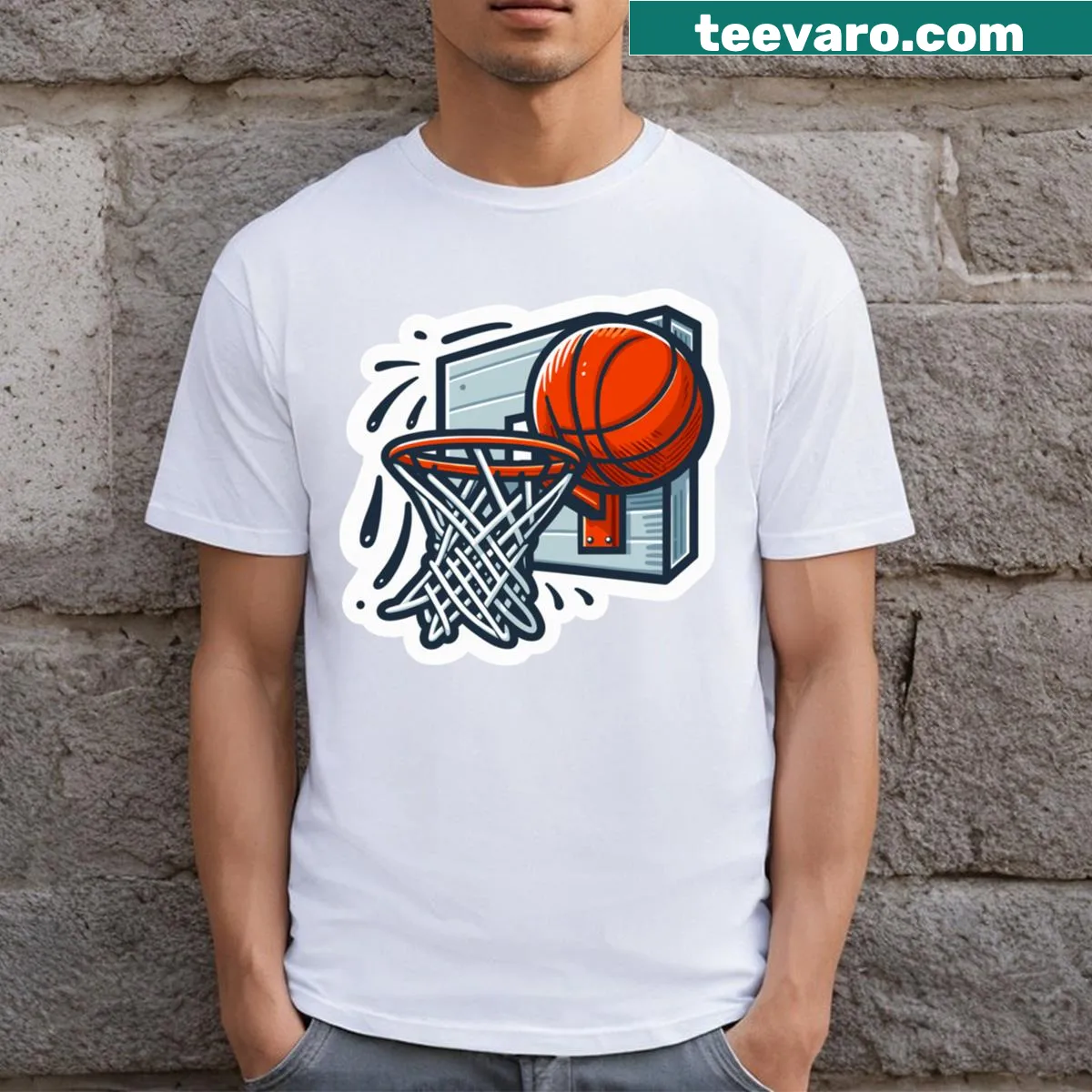 Illustrated Basketball Hoop t-shirt with a striking graphic — on a men's t-shirt
