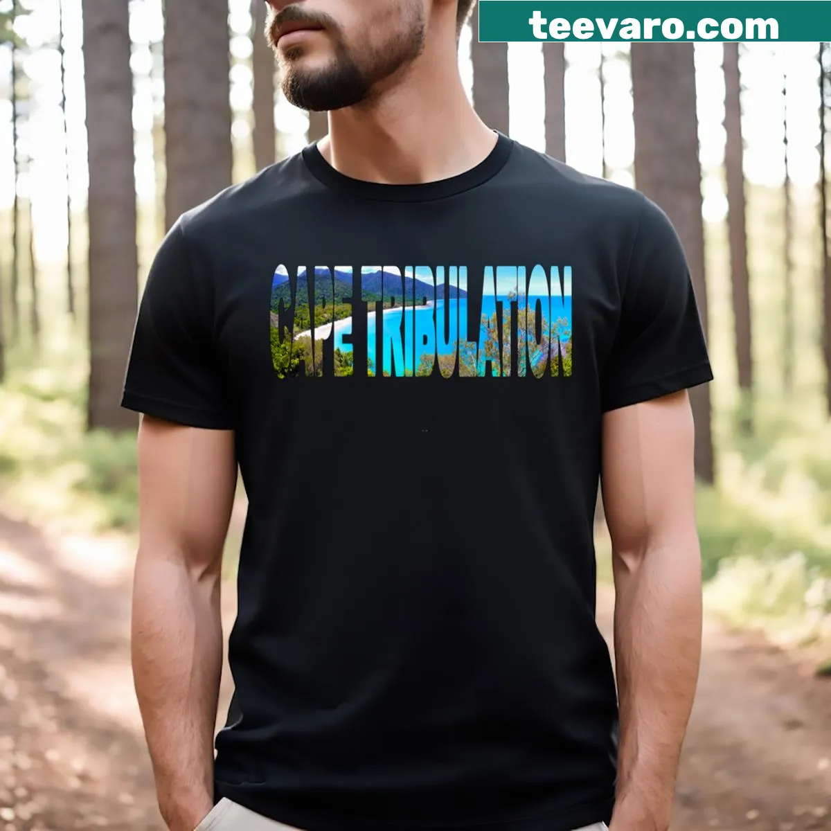 Illustration of Cape Tribulation landscape on a T-shirt — on a men's t-shirt