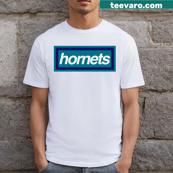 Charlotte Hornets logo t-shirt featuring a box design