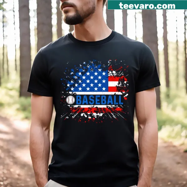 Collage T-shirt featuring various baseball-themed illustrations