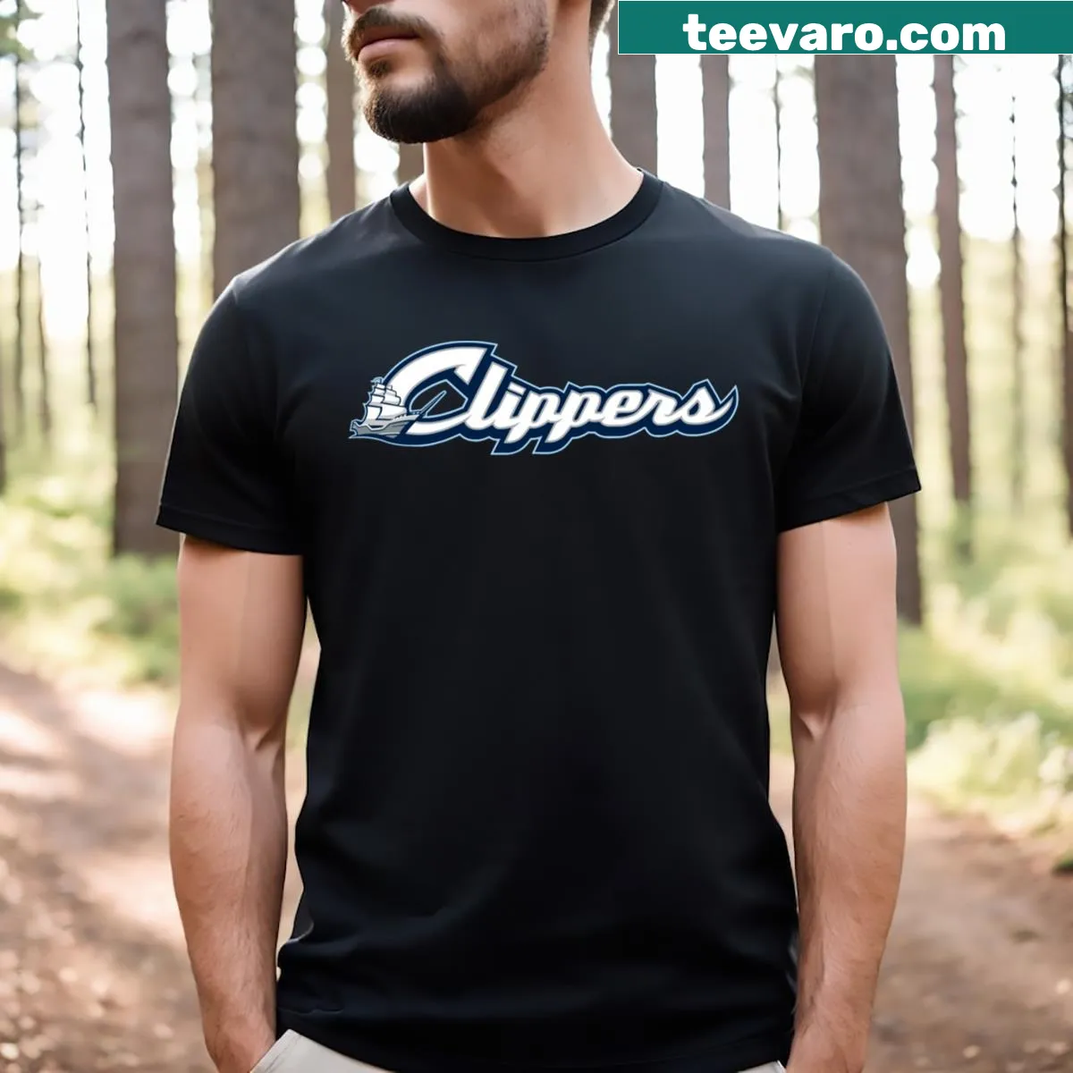 Illustrative design featuring Columbus Clippers team icons — on a men's t-shirt