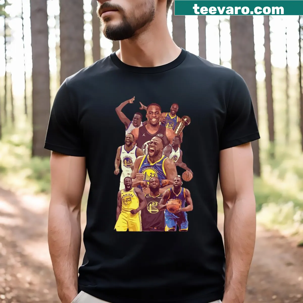 Draymond Green Basketball Art T-shirt with player design — on a men's t-shirt