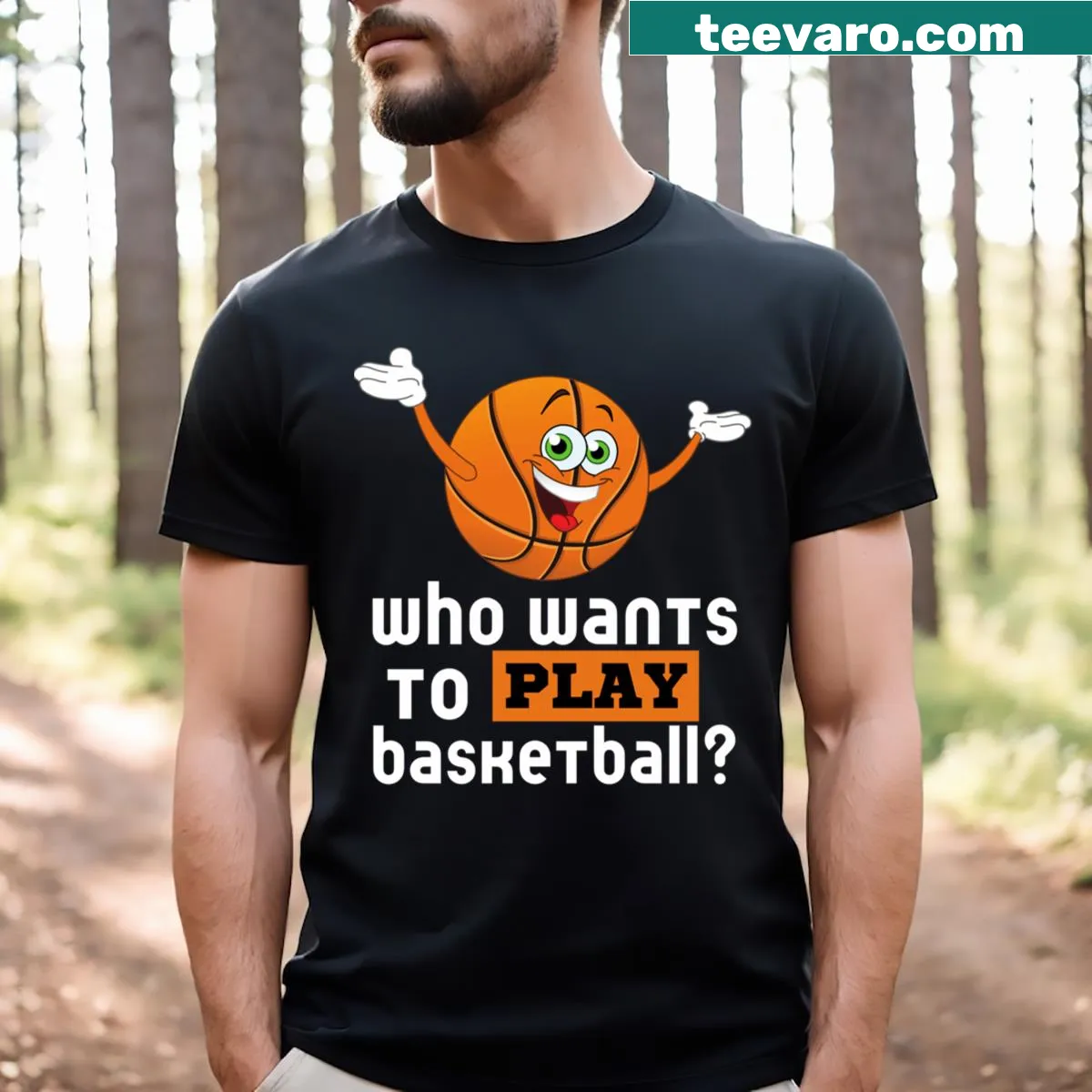 Funny Basketball emoji t-shirt with cartoon design — on a men's t-shirt