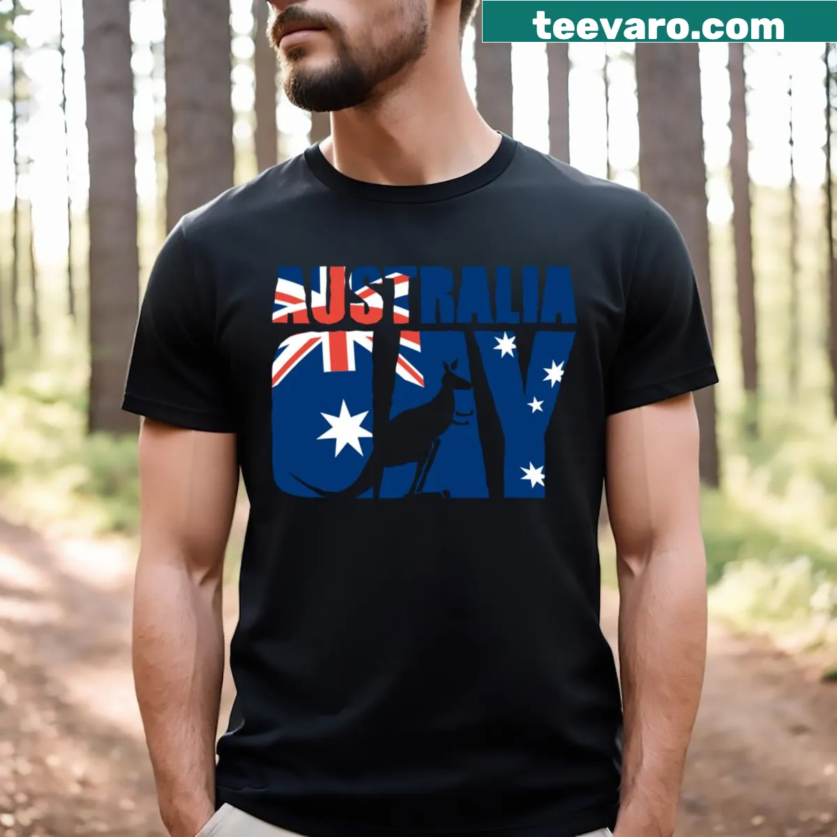 Australia map design Happy Australia Day T-shirt — on a men's t-shirt