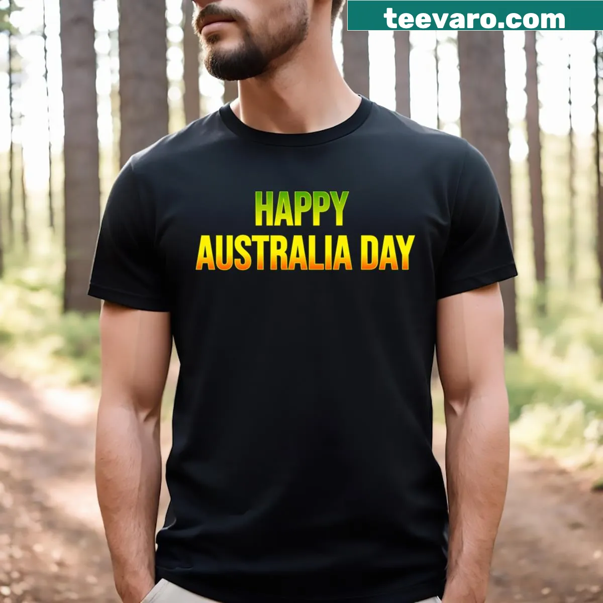 Typography Happy Australia Day Letters T-shirt — on a men's t-shirt
