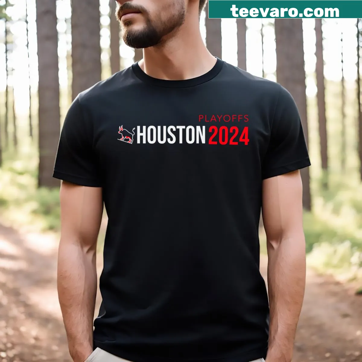 Houston Fan 2024 playoffs T-shirt with bold graphics — on a men's t-shirt