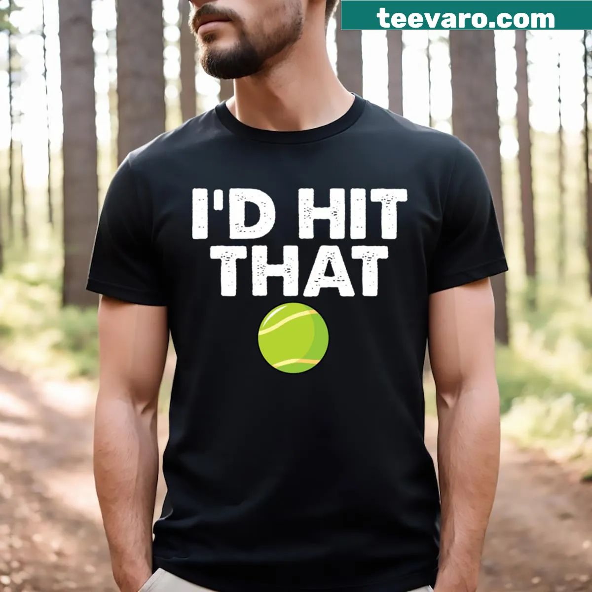 Funny tennis-themed T-shirt with a humorous graphic design. — on a men's t-shirt