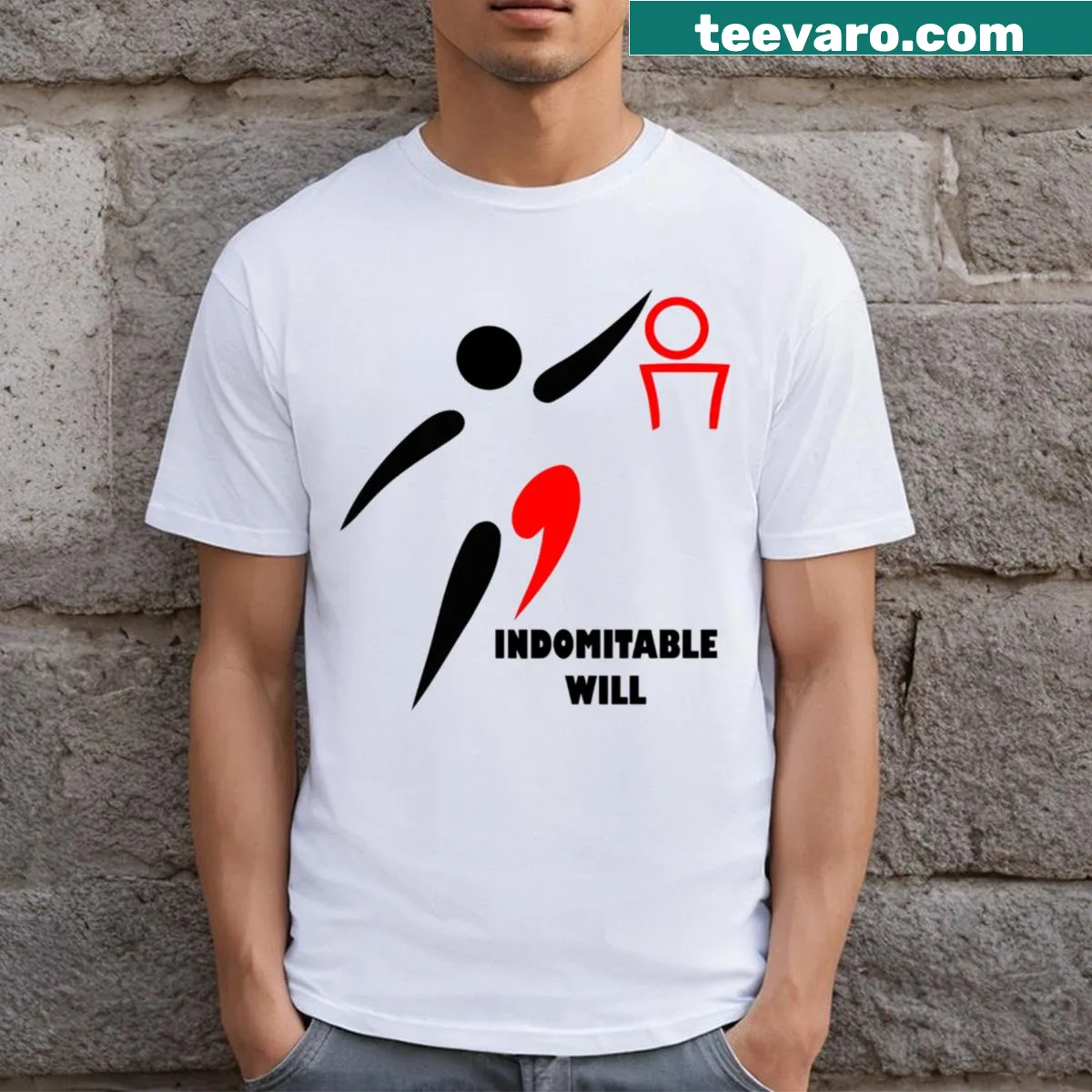 T-shirt featuring a bold graphic representing resilience and indomitable will — on a men's t-shirt