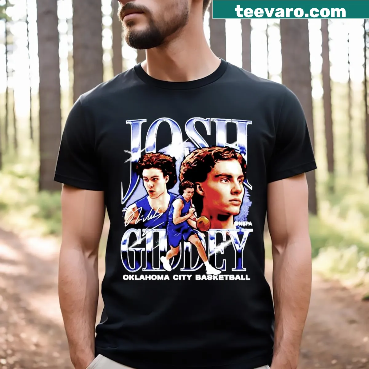 Vintage-style Josh Giddey Oklahoma City Basketball T-shirt — on a men's t-shirt