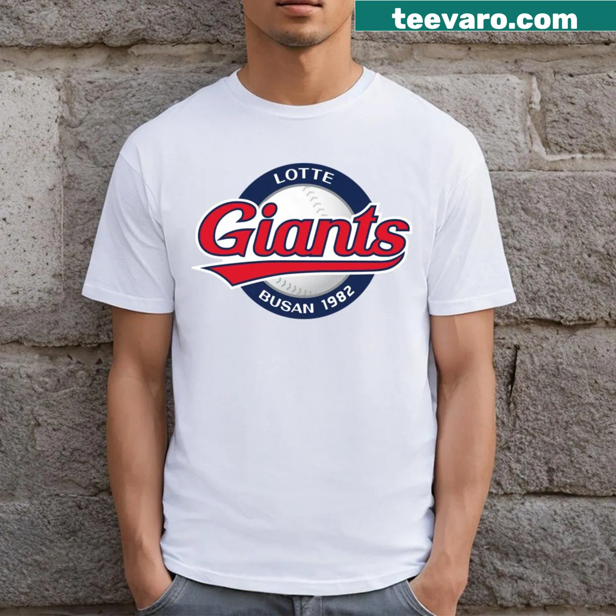 Lotte Giants logo emblem t-shirt for baseball enthusiasts — on a men's t-shirt