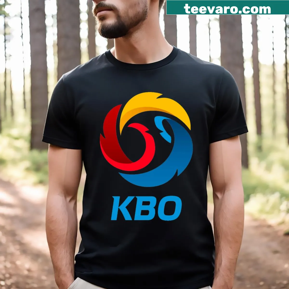 Korean Baseball KBO text design t-shirt — on a men's t-shirt