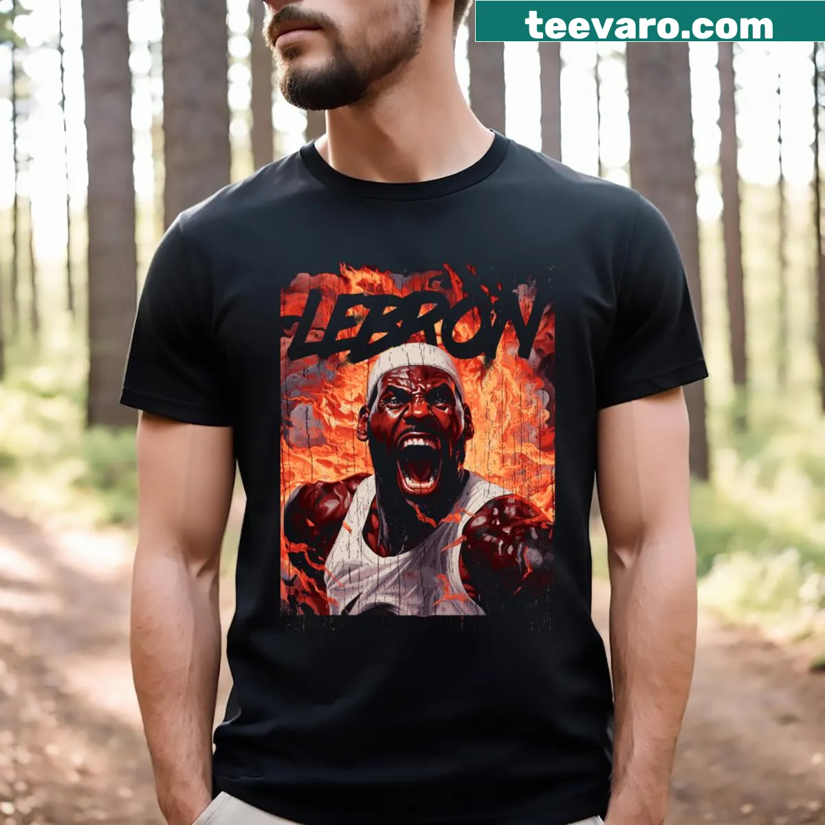 T-shirt honoring LeBron James with a graphic design — on a men's t-shirt
