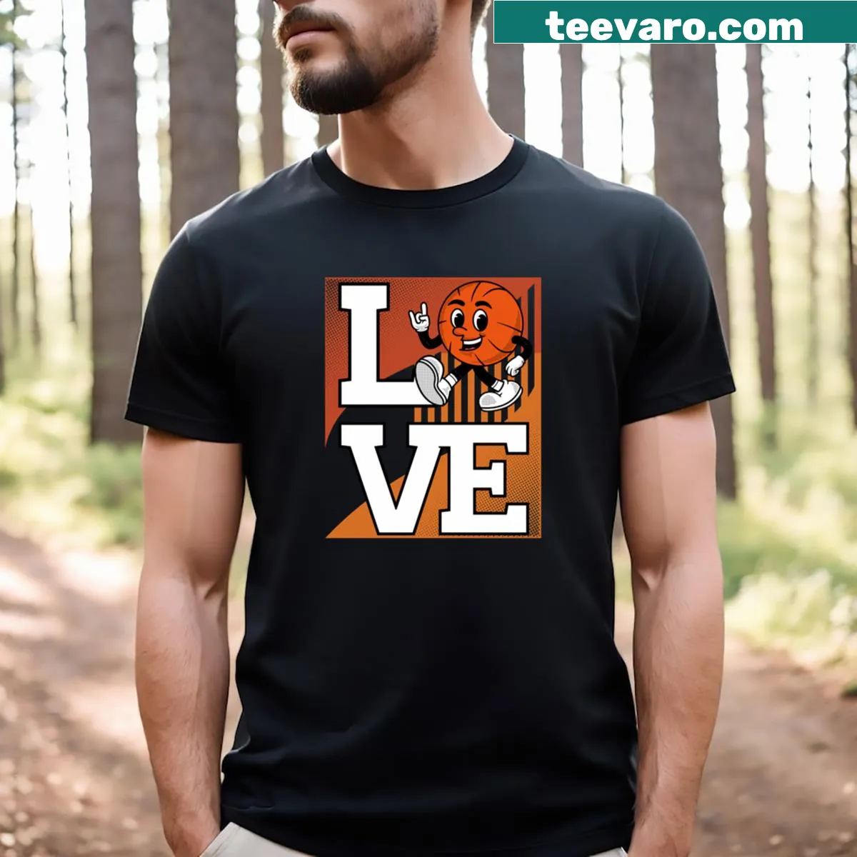 Cute retro basketball graphic T-shirt celebrating the sport — on a men's t-shirt