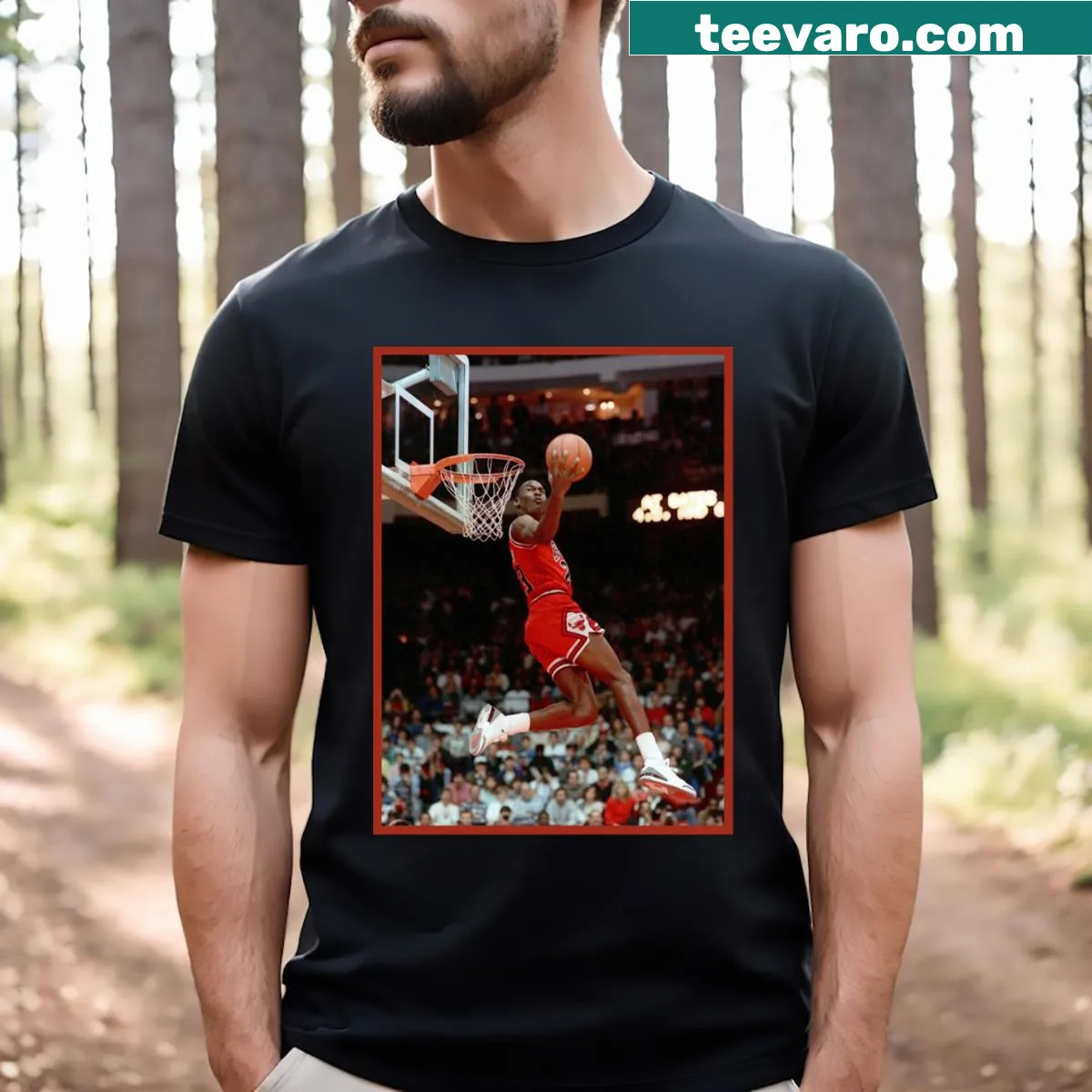T-shirt featuring Michael Jordan's name — on a men's t-shirt