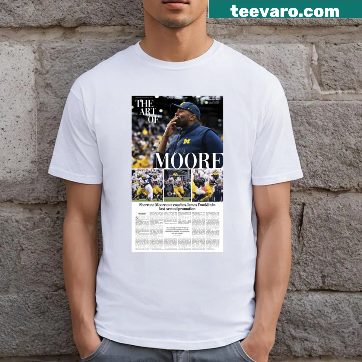 Illustrated T-shirt combining art and sports for students — on a men's t-shirt