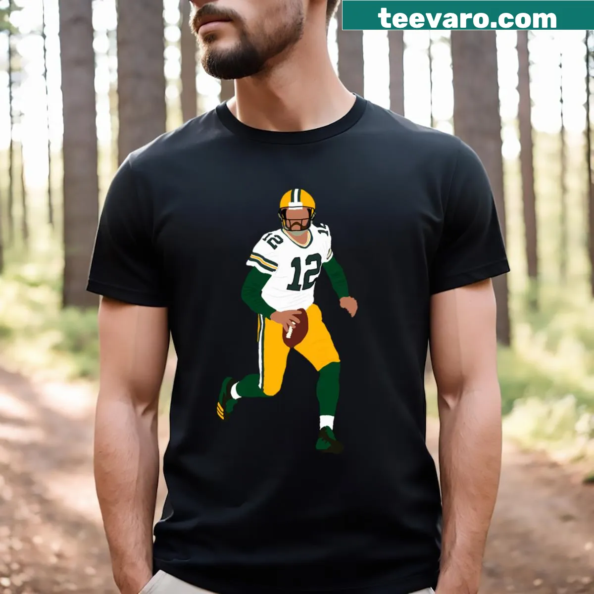 Minimalist Aaron Rodgers t-shirt with simple design — on a men's t-shirt