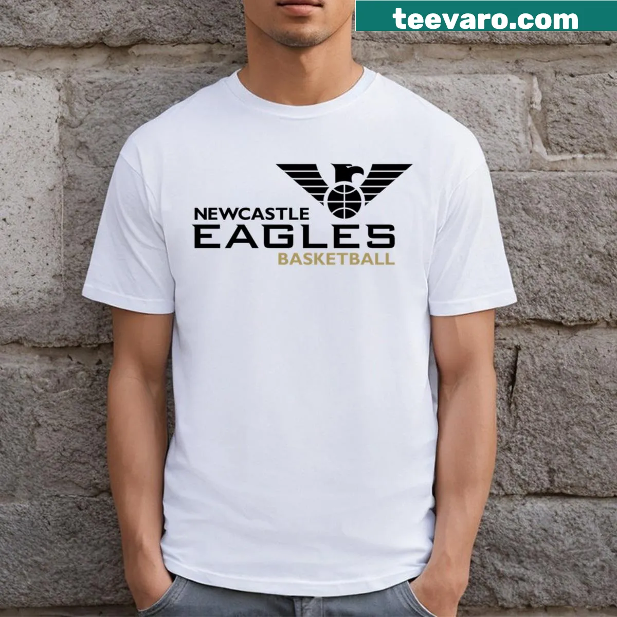 Newcastle Eagles basketball logo t-shirt — on a men's t-shirt