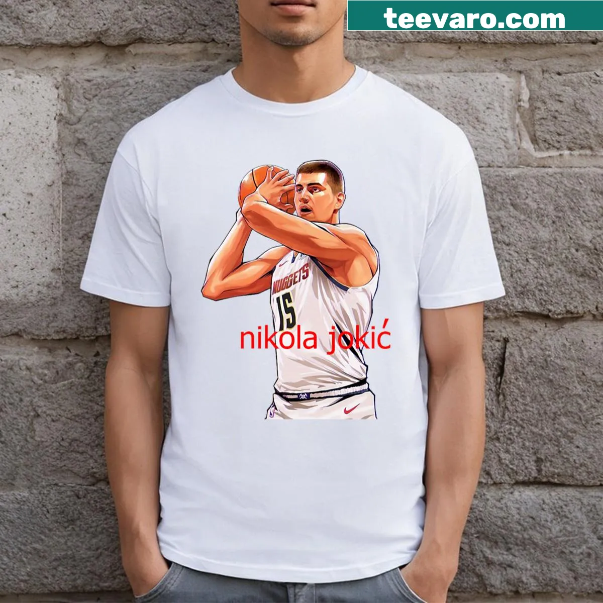 Artistic tribute t-shirt for Nikola Jokic — on a men's t-shirt