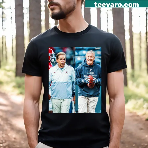 Graphic tee with text commemorating Pete Carroll and Nick Saban's retirement announcement.