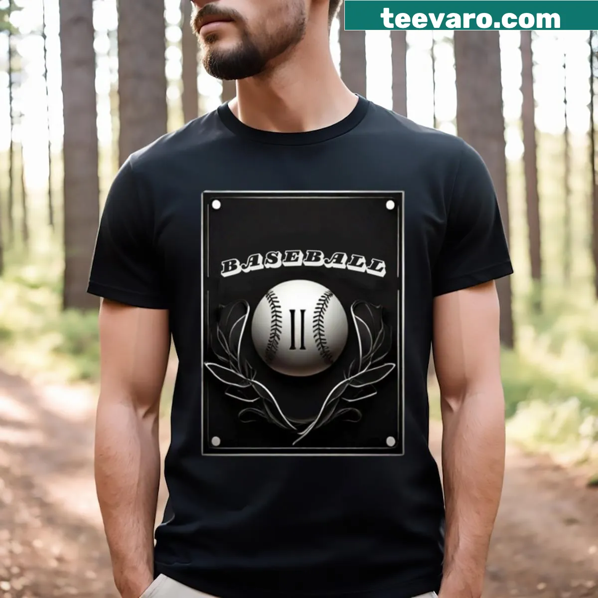Stylish baseball graphic on Rising Star New Essential t-shirt. — on a men's t-shirt