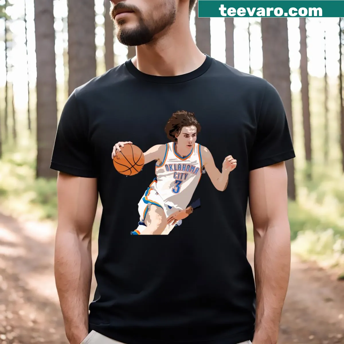 Graphic t-shirt celebrating basketball player Josh Giddey — on a men's t-shirt