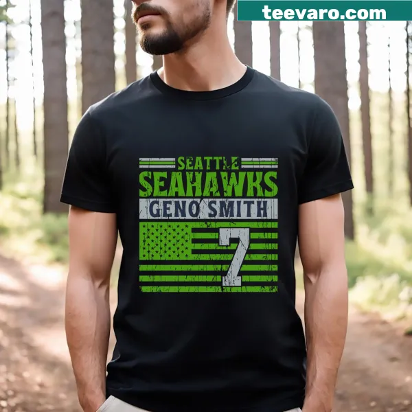 Seattle Seahawks Smith 7 t-shirt with American flag design.