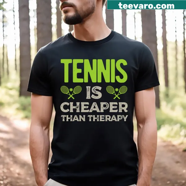 Funny tennis-themed t-shirt with a humorous slogan in bold typography