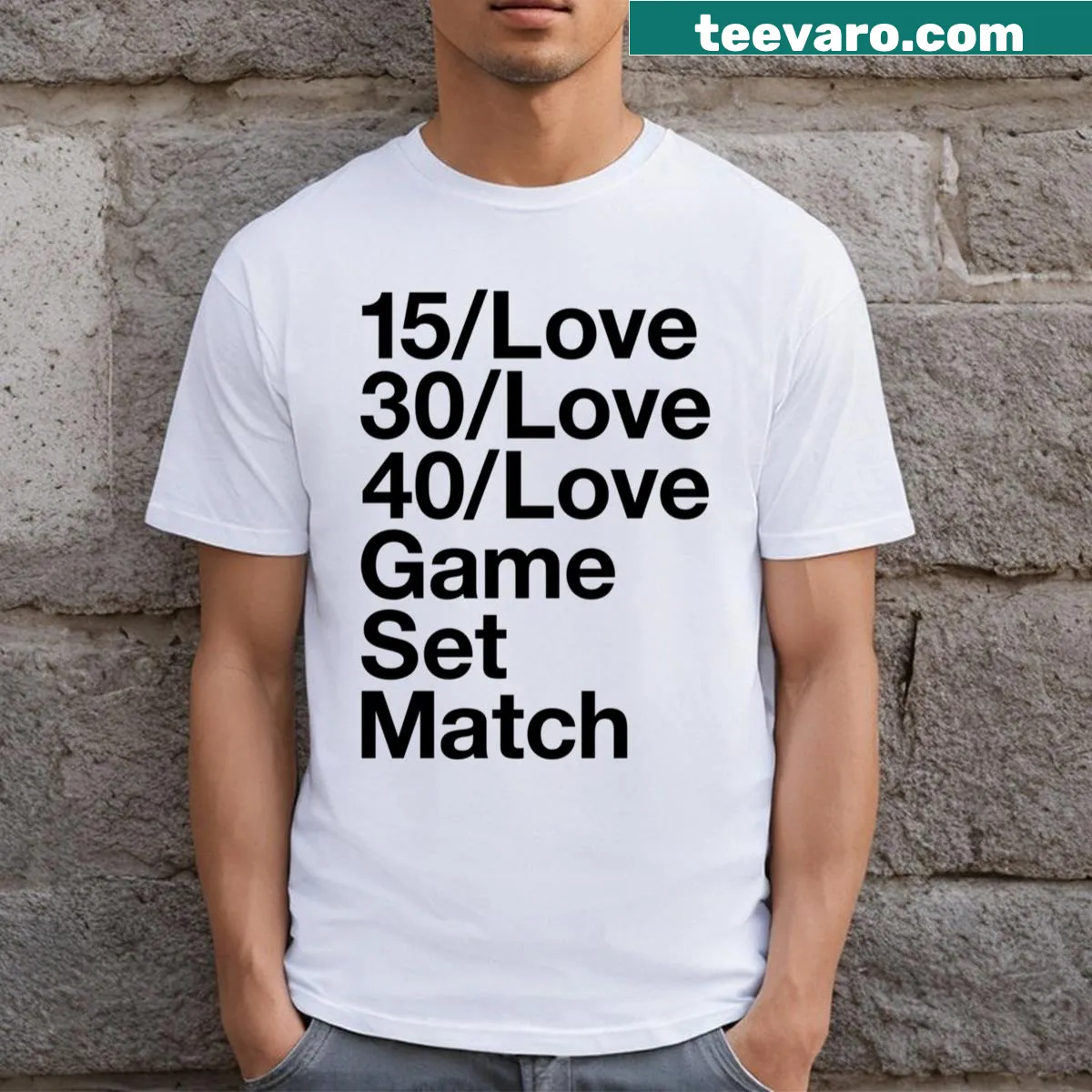 Graphic T-shirt celebrating tennis achievements — on a men's t-shirt