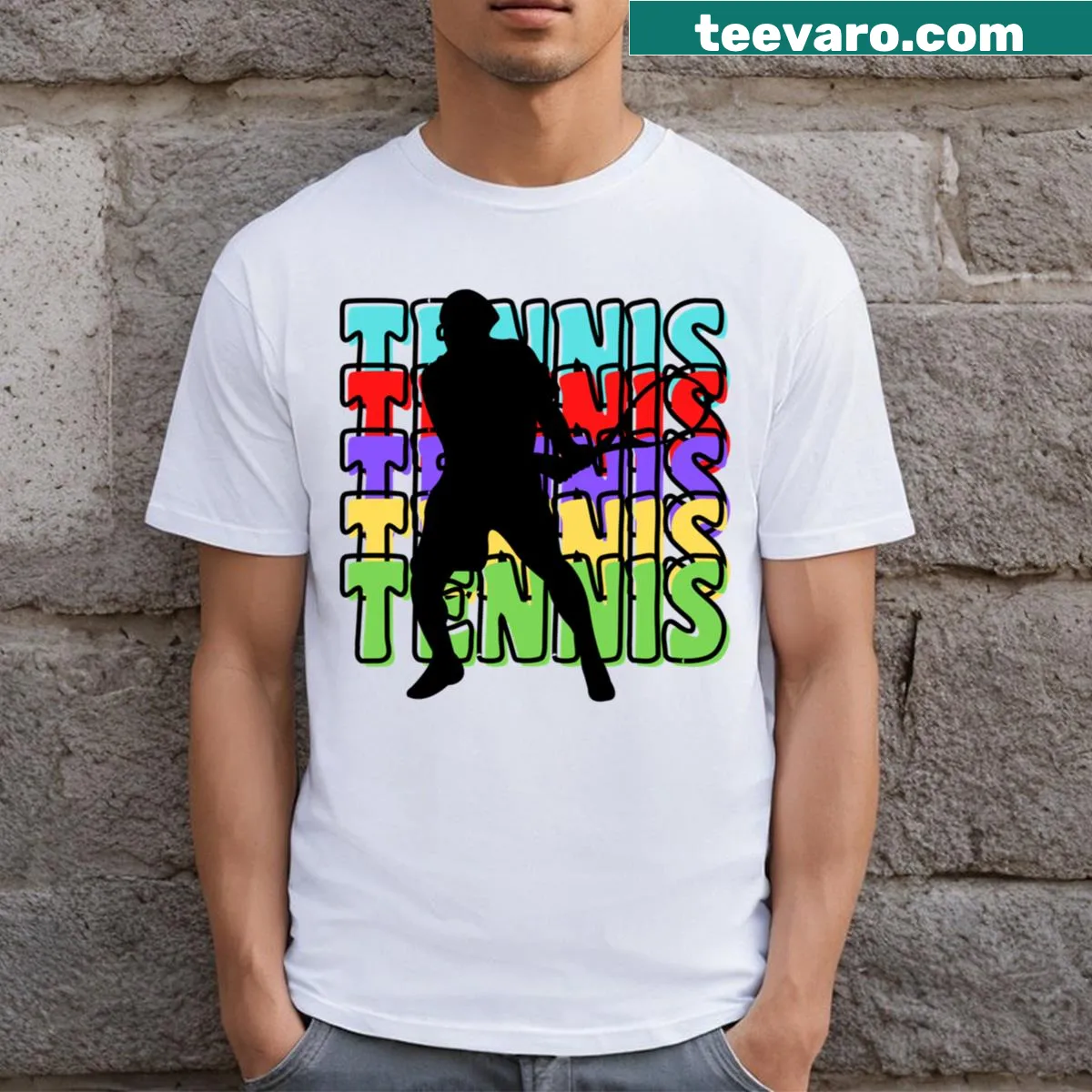 Engaging tennis graphic on a sporty T-shirt — on a men's t-shirt