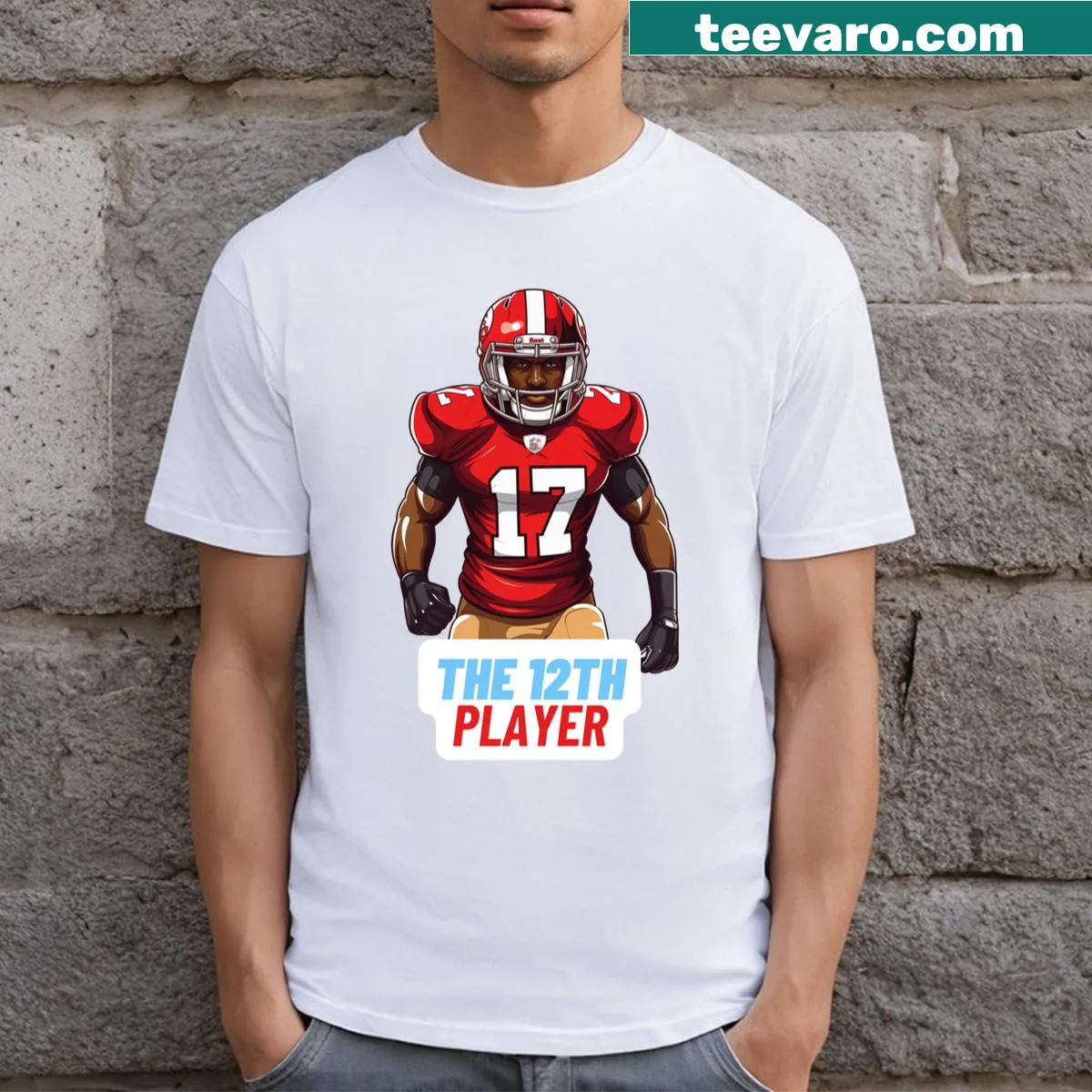 Illustrative t-shirt honoring the role of the 12th player in sports — on a men's t-shirt